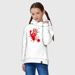 Толстовка оверсайз детская Кровавый отпечаток руки, цвет: белый — фото 2