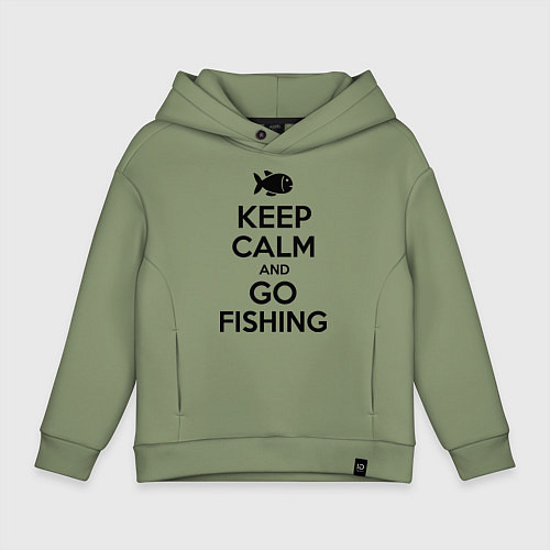 Детское худи оверсайз Keep Calm & Go fishing / Авокадо – фото 1