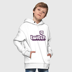 Толстовка оверсайз детская Twitch Logo, цвет: белый — фото 2