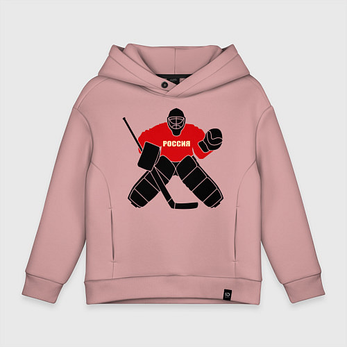 Детское худи оверсайз Хоккей Россия / Пыльно-розовый – фото 1