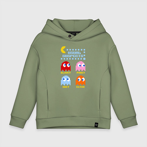 Детское худи оверсайз Pac-Man: Usual Suspects / Авокадо – фото 1