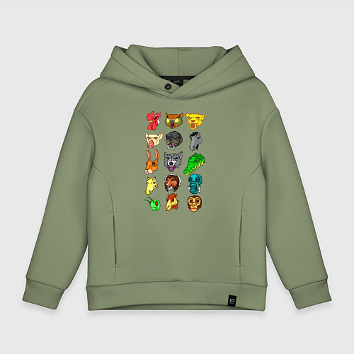 Детское худи оверсайз Hotline Miami Masks / Авокадо – фото 1