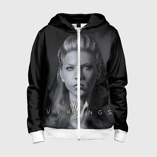 Детская толстовка на молнии Vikings: Ladgerda / 3D-Белый – фото 1