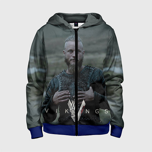 Детская толстовка на молнии Vikings: Ragnarr Lodbrok / 3D-Синий – фото 1