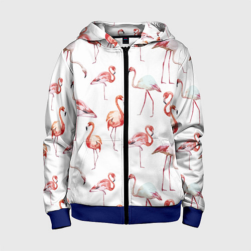 Детская толстовка на молнии Действия фламинго / 3D-Синий – фото 1