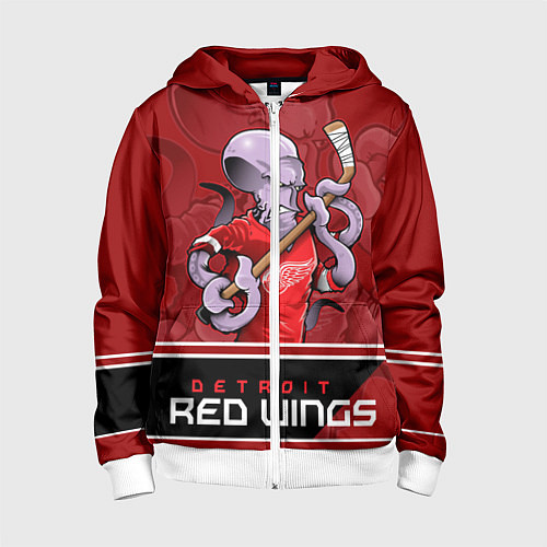 Детская толстовка на молнии Detroit Red Wings / 3D-Белый – фото 1
