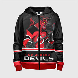 Толстовка на молнии детская New Jersey Devils, цвет: 3D-красный