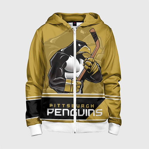 Детская толстовка на молнии Pittsburgh Penguins / 3D-Белый – фото 1