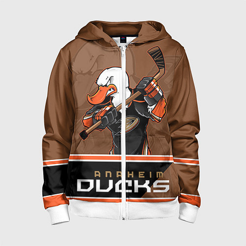 Детская толстовка на молнии Anaheim Ducks / 3D-Белый – фото 1