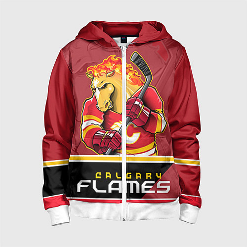 Детская толстовка на молнии Calgary Flames / 3D-Белый – фото 1