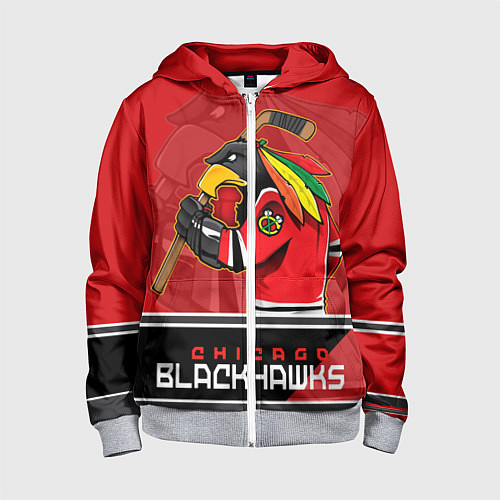 Детская толстовка на молнии Chicago Blackhawks / 3D-Меланж – фото 1