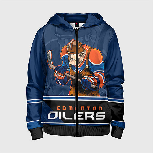 Детская толстовка на молнии Edmonton Oilers / 3D-Черный – фото 1