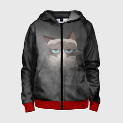 Толстовка на молнии детская Grumpy Cat, цвет: 3D-красный