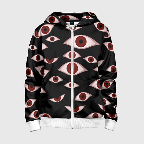 Детская толстовка на молнии Глаза / 3D-Белый – фото 1