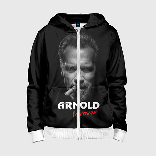 Детская толстовка на молнии Arnold forever / 3D-Белый – фото 1