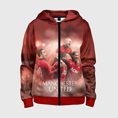 Детская толстовка на молнии Manchester United / 3D-Красный – фото 1