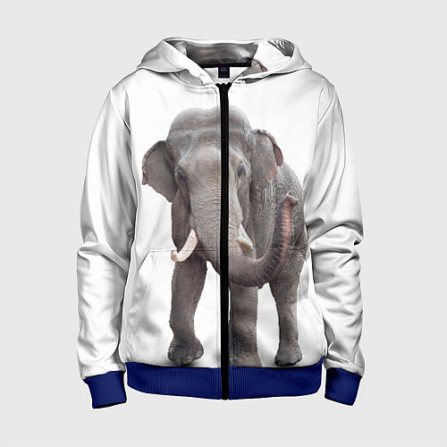 Детская толстовка на молнии Большой слон / 3D-Синий – фото 1