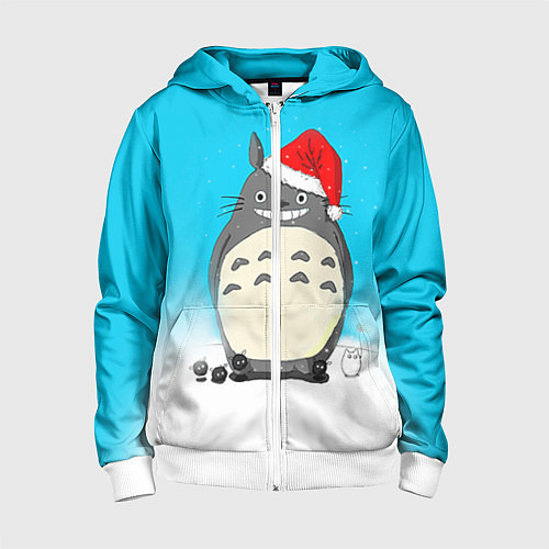 Детская толстовка на молнии Тоторо под снегом / 3D-Белый – фото 1
