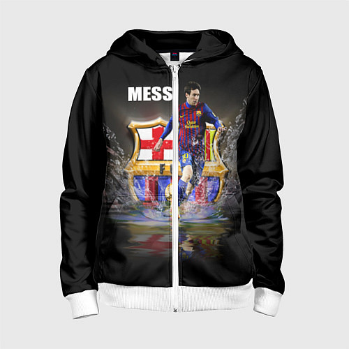 Детская толстовка на молнии Messi FCB / 3D-Белый – фото 1