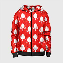 Толстовка на молнии детская Ёлочки, цвет: 3D-черный