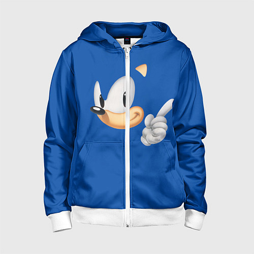 Детская толстовка на молнии Соник / 3D-Белый – фото 1