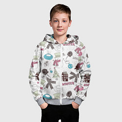 Толстовка на молнии детская Снеговики Новый год 2017, цвет: 3D-меланж — фото 2