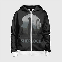 Толстовка на молнии детская Sherlock World, цвет: 3D-белый