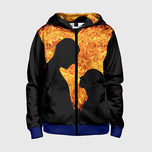 Детская толстовка на молнии Огненная любовь / 3D-Синий – фото 1