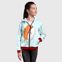 Толстовка на молнии детская Суши друзья, цвет: 3D-красный — фото 2