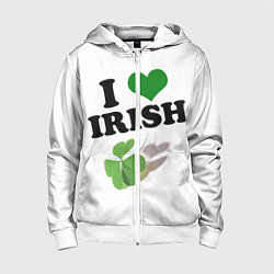 Толстовка на молнии детская Ireland, I love Irish, цвет: 3D-белый