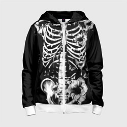 Детская толстовка на молнии Floral Skeleton