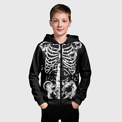 Толстовка на молнии детская Floral Skeleton, цвет: 3D-черный — фото 2