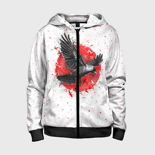 Детская толстовка на молнии Черный ворон / 3D-Черный – фото 1