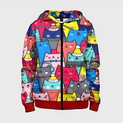 Толстовка на молнии детская Отряд котиков, цвет: 3D-красный