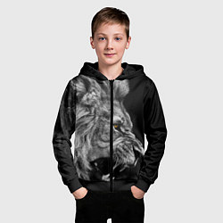 Толстовка на молнии детская Оскал льва, цвет: 3D-черный — фото 2