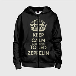 Толстовка на молнии детская Keep Calm & Led Zeppelin, цвет: 3D-черный