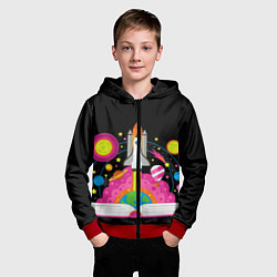 Толстовка на молнии детская Космос, цвет: 3D-красный — фото 2