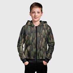 Толстовка на молнии детская Лесной камуфляж, цвет: 3D-черный — фото 2
