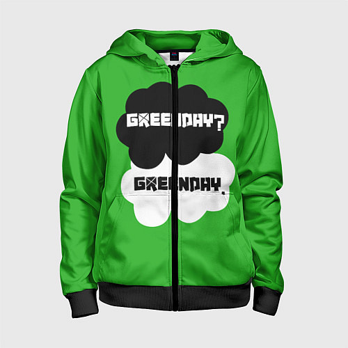 Детская толстовка на молнии Green Day Clouds / 3D-Черный – фото 1