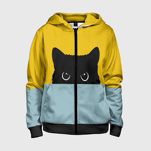 Детская толстовка на молнии Черная кошка / 3D-Черный – фото 1