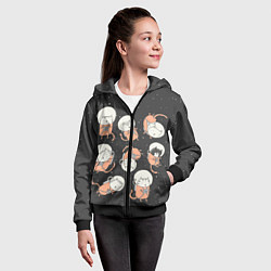 Толстовка на молнии детская Космические котики, цвет: 3D-черный — фото 2