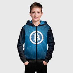Толстовка на молнии детская Bitcoin Blue, цвет: 3D-черный — фото 2