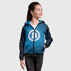 Толстовка на молнии детская Bitcoin Blue, цвет: 3D-черный — фото 2