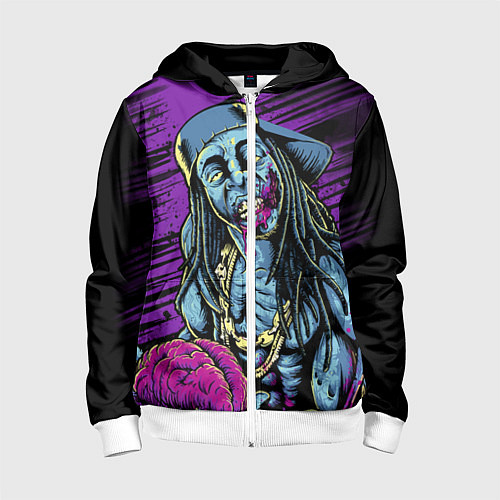 Детская толстовка на молнии Lil Wayne Art / 3D-Белый – фото 1