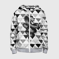 Толстовка на молнии детская Snake Geometric, цвет: 3D-меланж