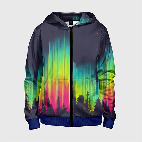 Детская толстовка на молнии Северное сияние / 3D-Синий – фото 1