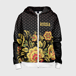 Толстовка на молнии детская Russia: black edition, цвет: 3D-белый