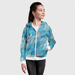 Толстовка на молнии детская Волны, цвет: 3D-белый — фото 2