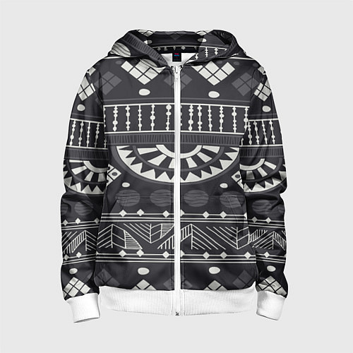 Детская толстовка на молнии Black&White africa / 3D-Белый – фото 1
