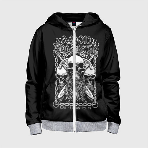 Детская толстовка на молнии Amon Amarth: Trio Skulls / 3D-Меланж – фото 1